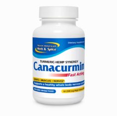 Front of Canacurmin 60 dose bottle