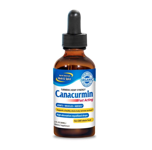 Front of Canacurmin 2oz bottle