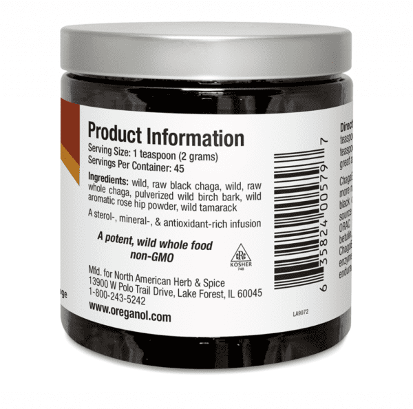 ChagaBlack 3.2oz Product Information Label
