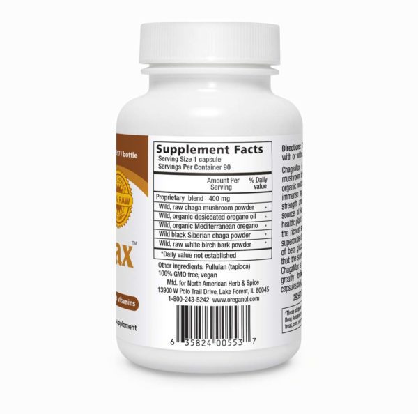 ChagaMax 90 count supplement facts