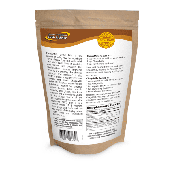 ChagaMilk supplements menu