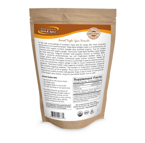 Golden Latte supplement facts label