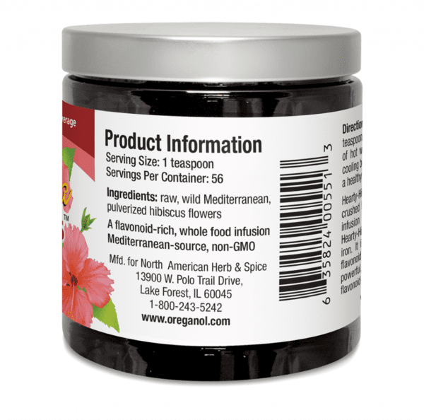 Hearty Hibiscus Tea 5oz Product Information Label