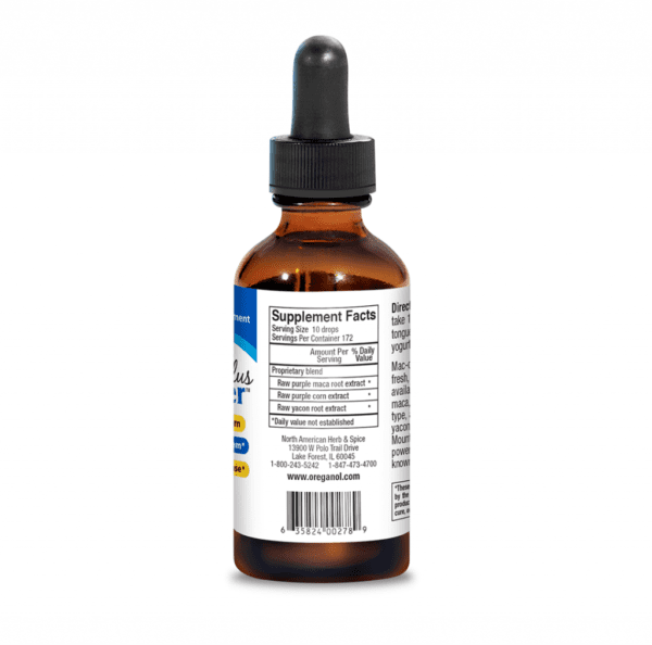 Mac-O-Power Oil 2oz Supplement Facts Label