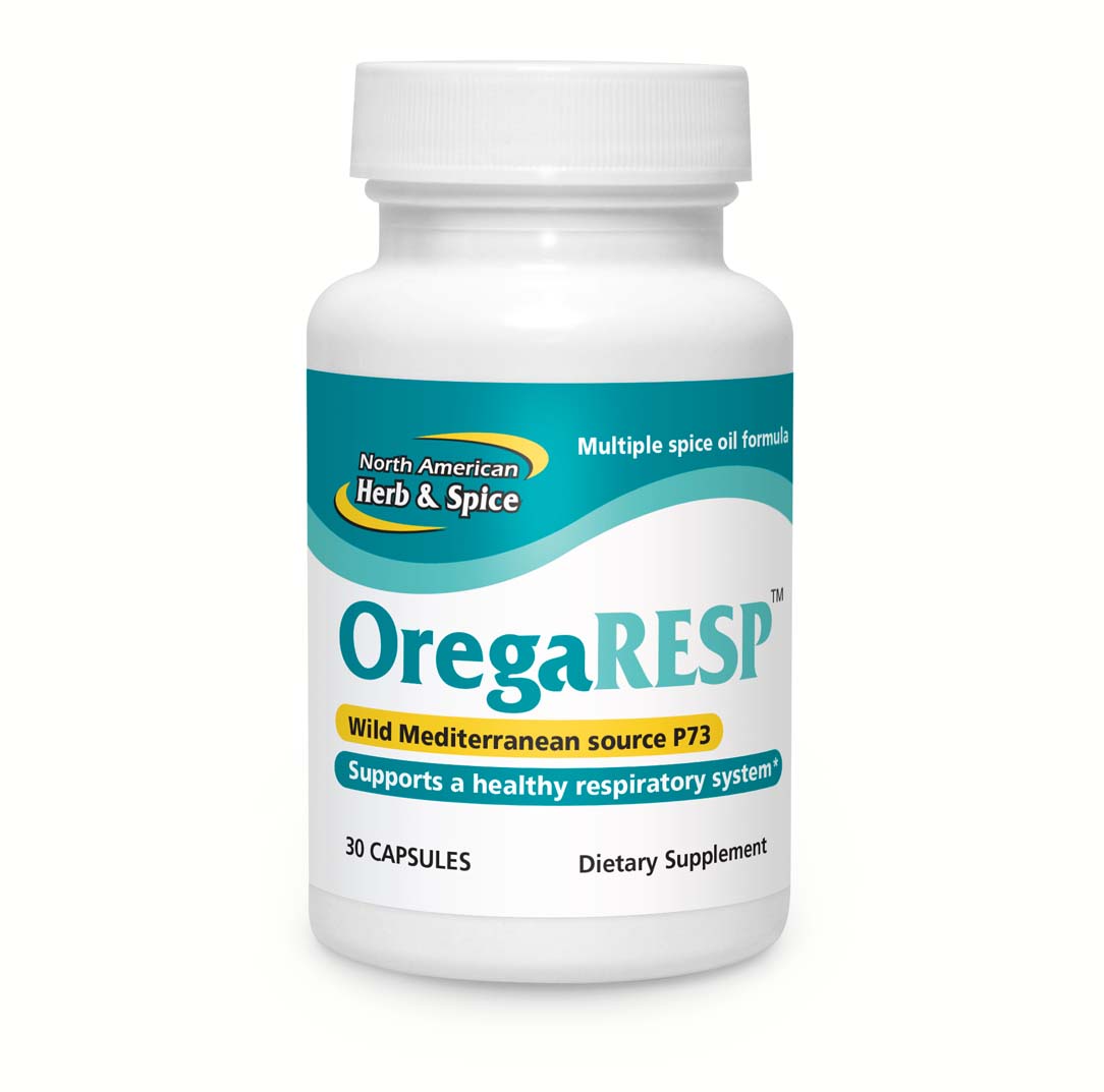 Front of OregaRESP 30 capsule bottle