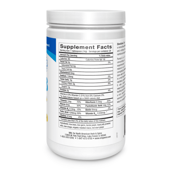 Purely-B supplement facts label