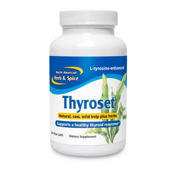 Front of Thyroset 90 vegi capseules bottle