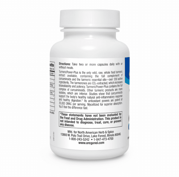 Turmeric Power Plus powder small directions label