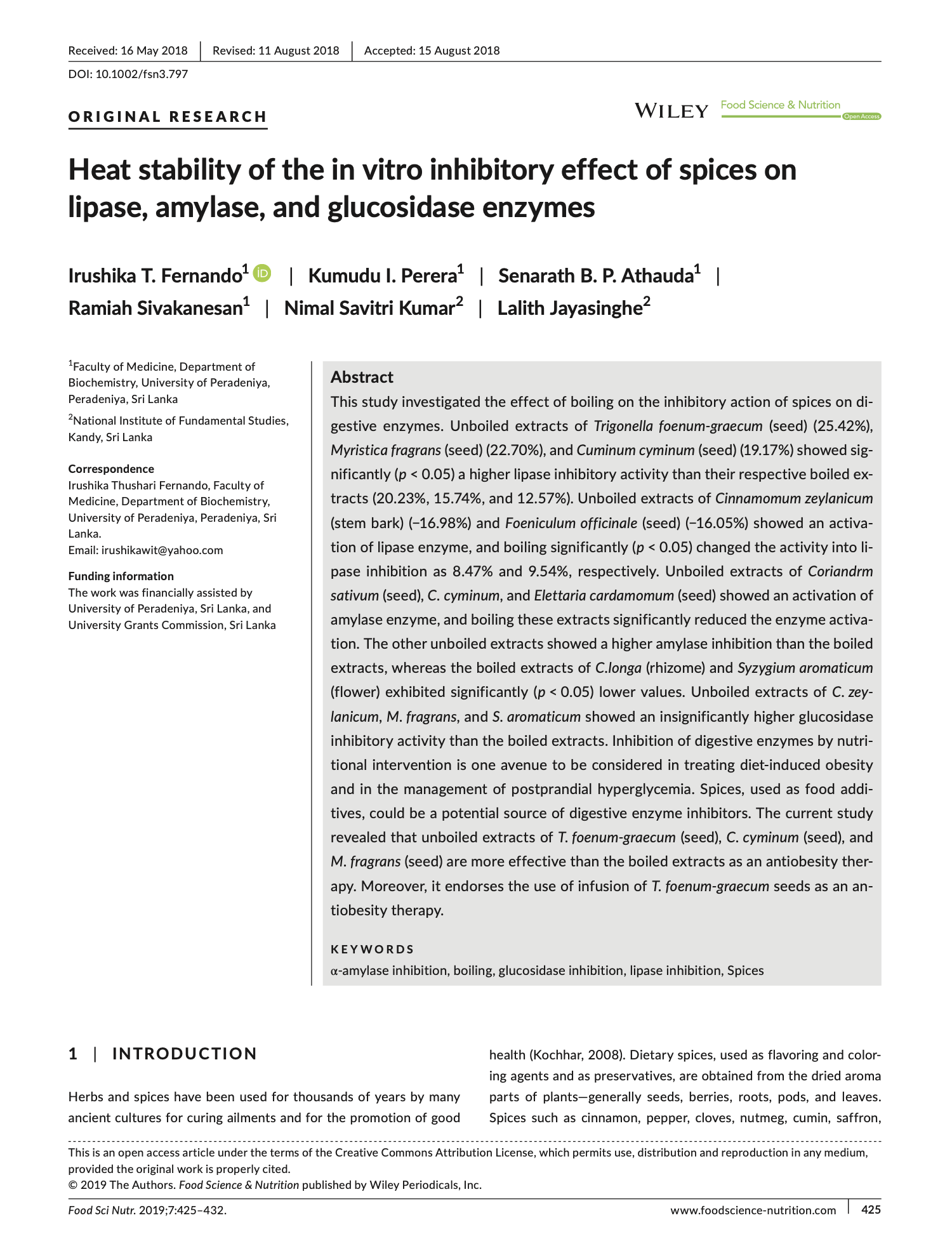 Featured image for “Heat stability of the in vitro inhibitory effect of spices on lipase, amylase, and glucosidase enzymes”