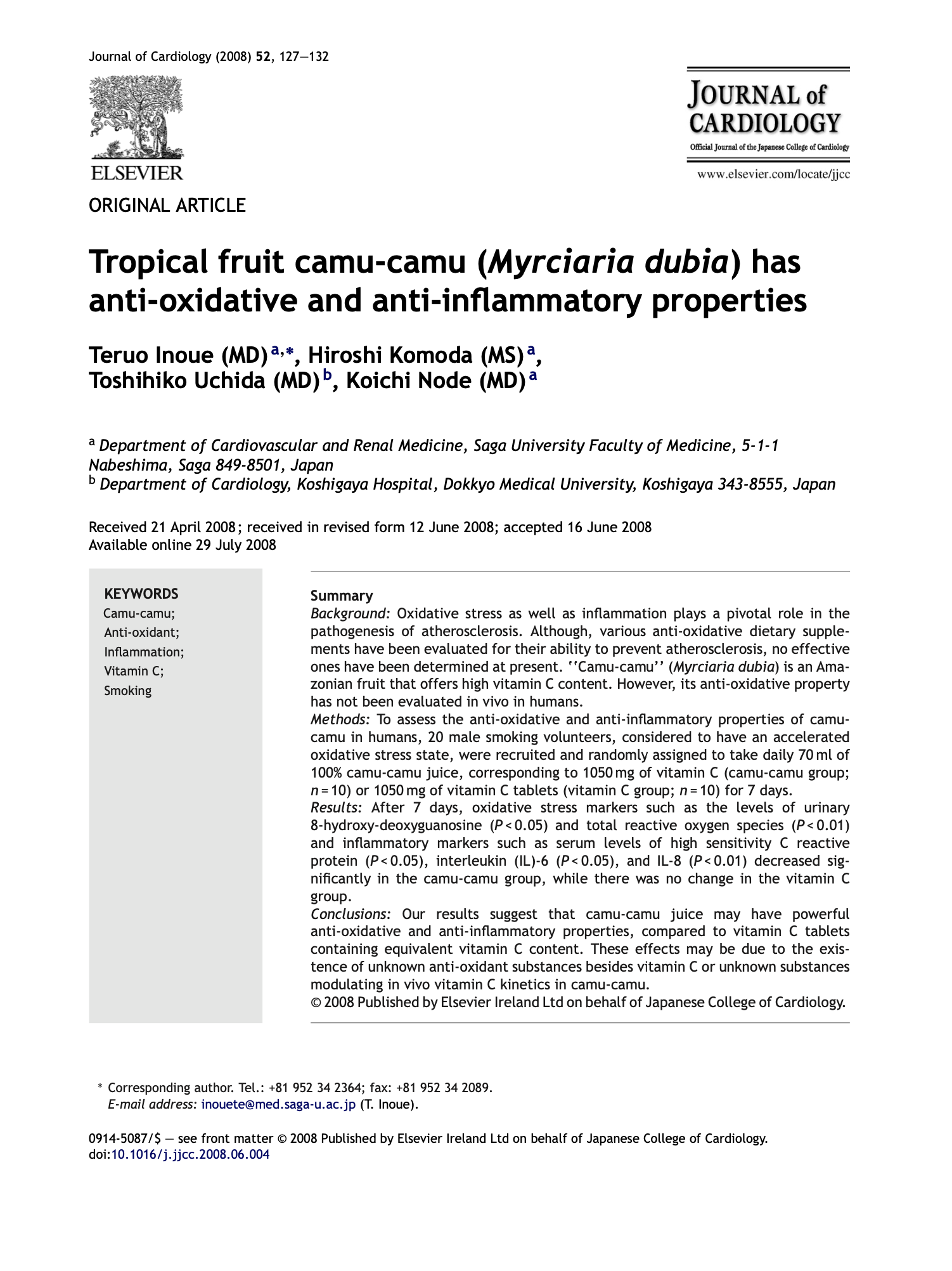 Featured image for “Tropical fruit camu-camu (Myrciaria dubia) has anti-oxidative and anti-inflammatory properties”