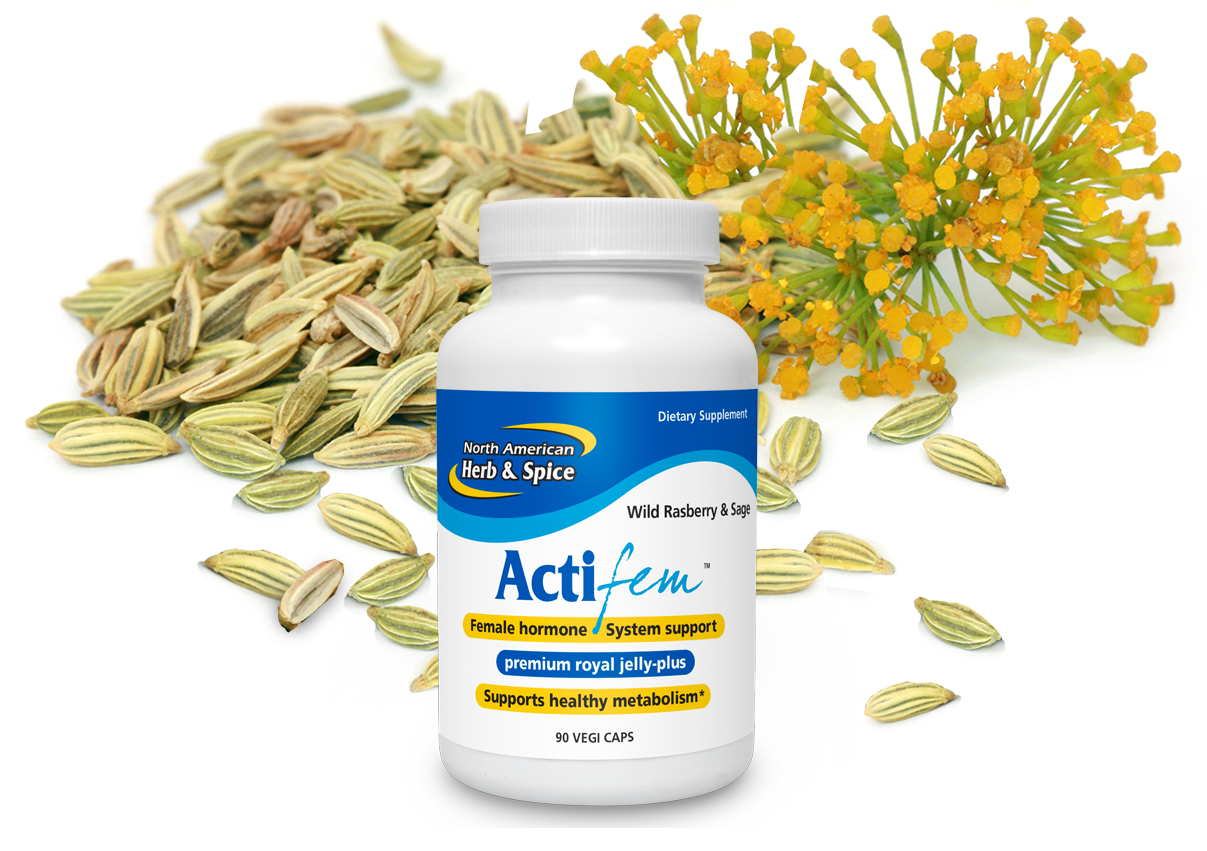 Raw fennel with ActiFem product bottle