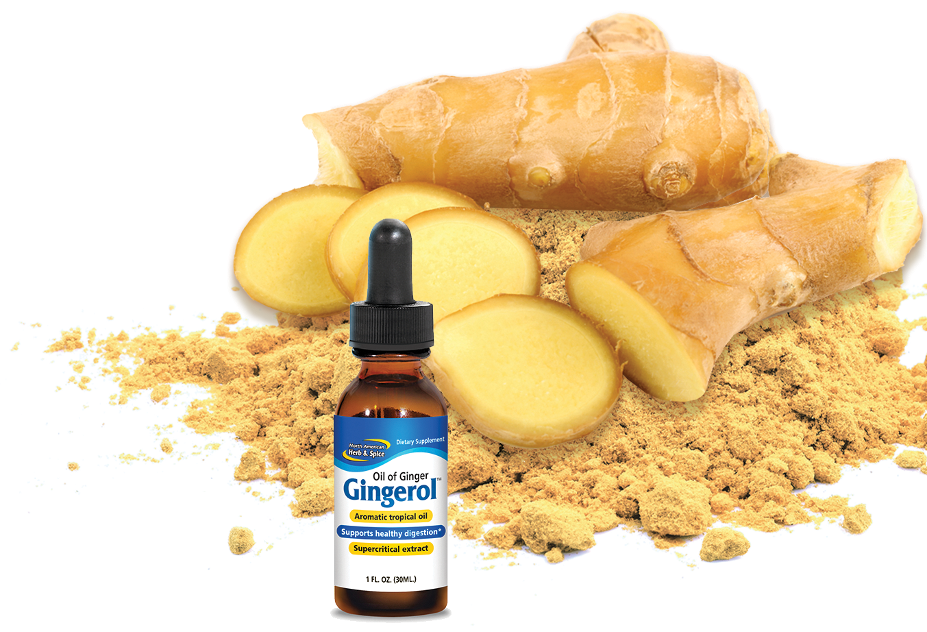 Raw ginger with Gingerol product bottle