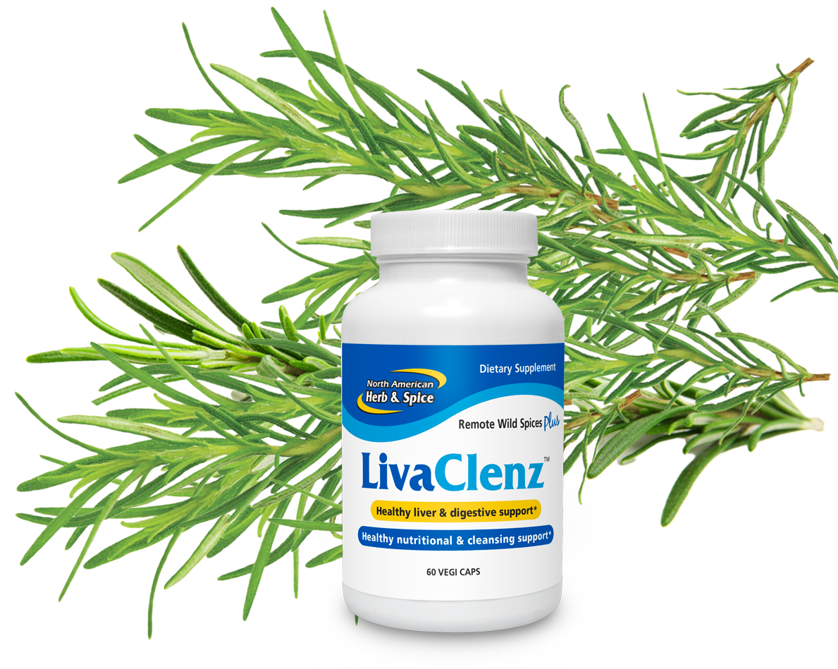 Rosemary leaves with LivaClenz product