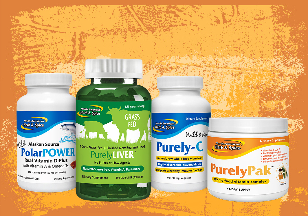 Whole food vitamin products PolarPower, PurelyLIVER, Purely-C, and PurelyPak