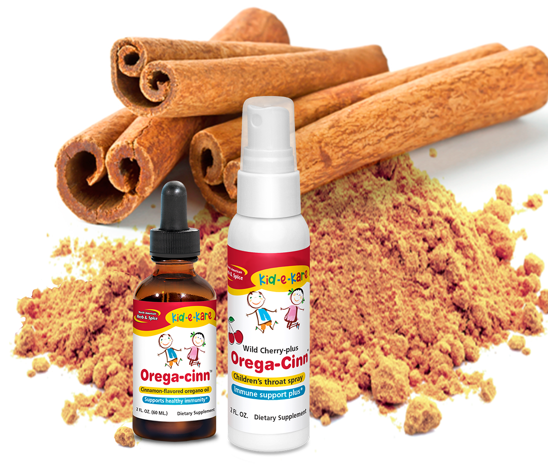 Raw cinnamon with Kid-e-Kare Orega-Cinn products