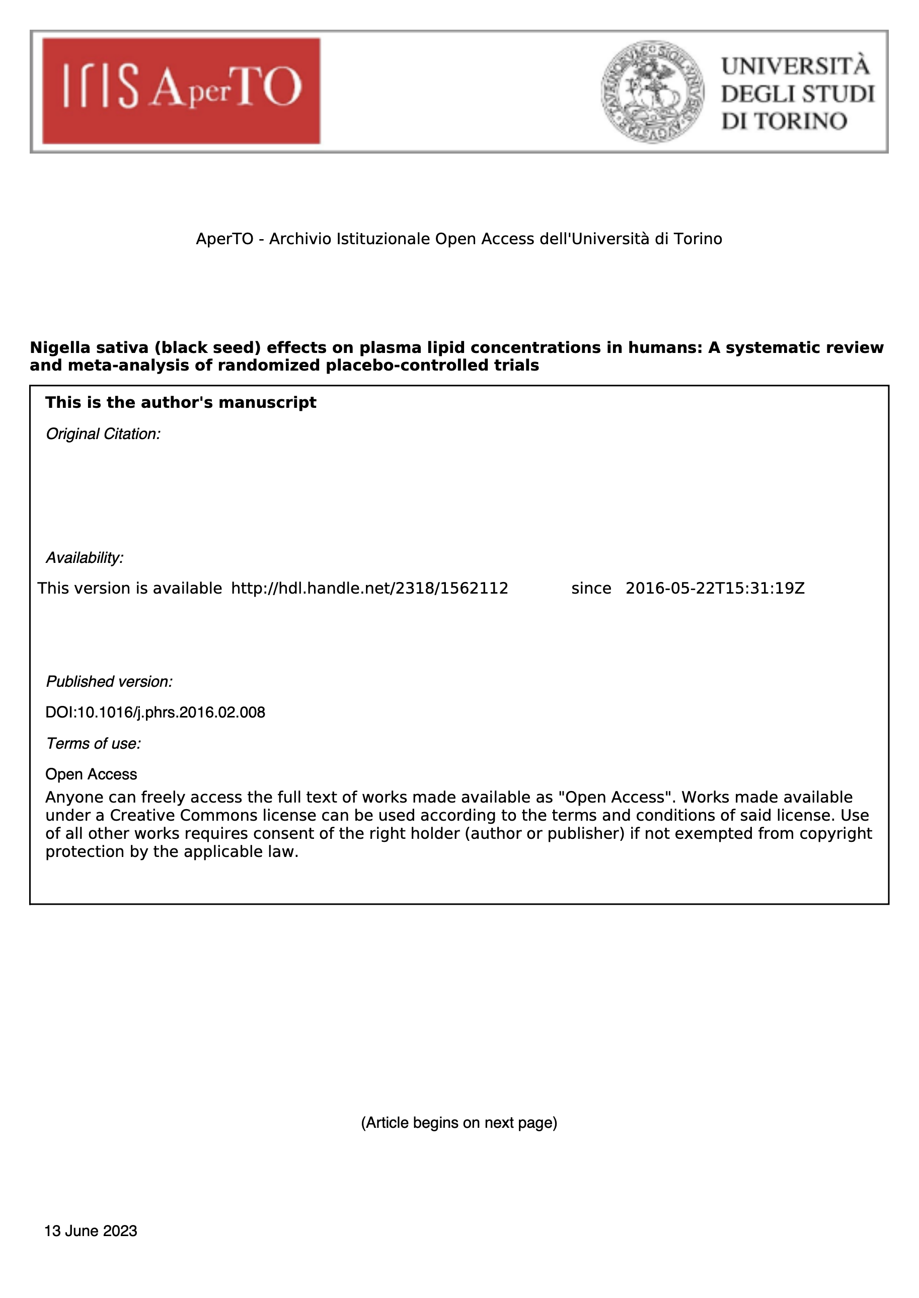 Featured image for “Nigella sativa (black seed) effects on plasma lipid concentrations in humans: A systematic review and meta-analysis of randomized placebo-controlled trials”