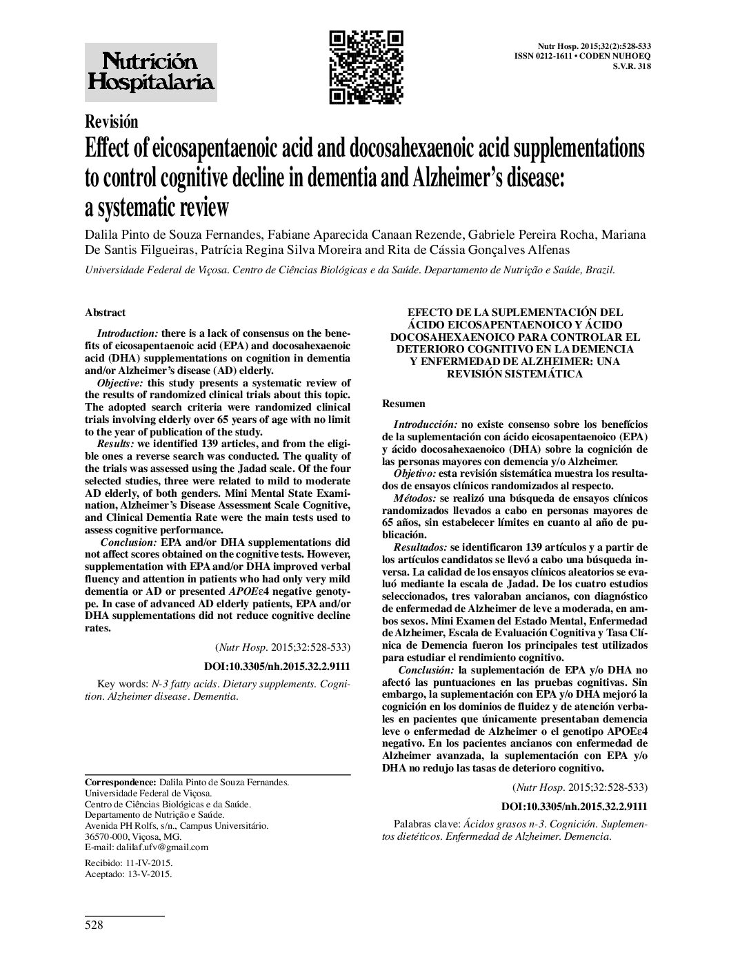 Featured image for “Effect of eicosapentaenoic acid and docosahexaenoic acid supplementations to control cognitive decline in dementia and Alzheimer’s disease: a systematic review”