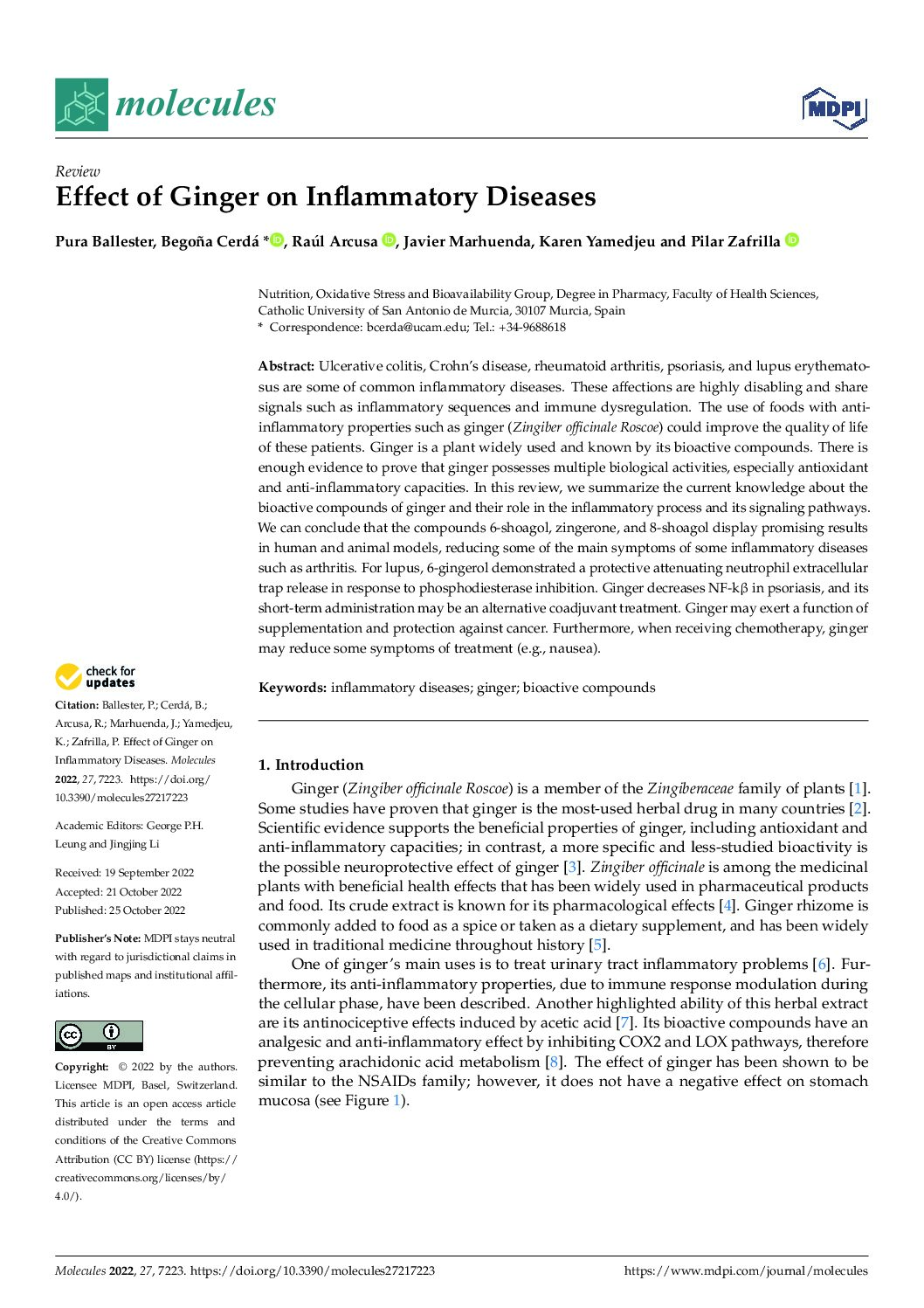 Featured image for “Effect of Ginger on Inflammatory Diseases”