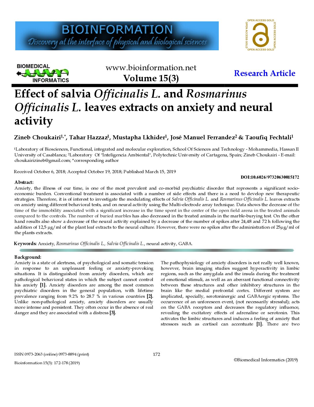 Featured image for “Effect of Sage and Rosemary leaves extracts on anxiety and neural activity”