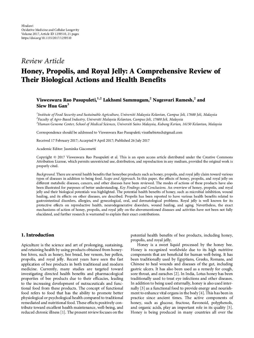 Featured image for “Honey, Propolis, and Royal Jelly- A Comprehensive Review of Their Biological Actions”