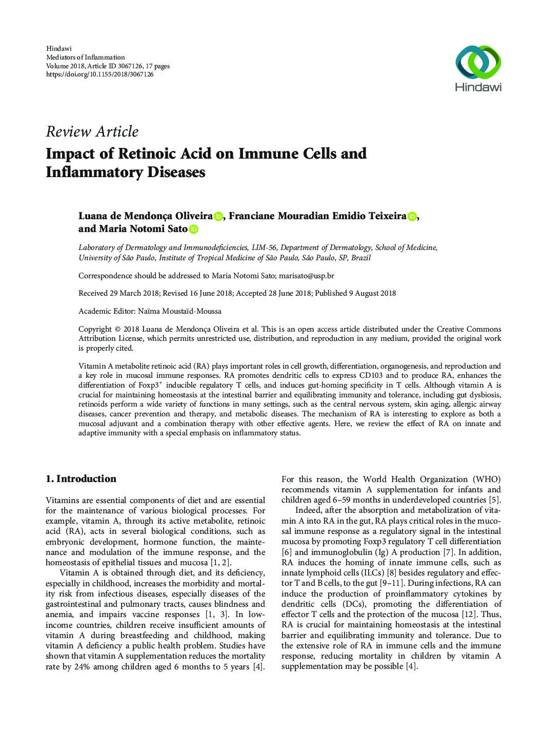 Featured image for “Impact of Retinoic Acid on Immune Cells and Inflammatory Diseases”