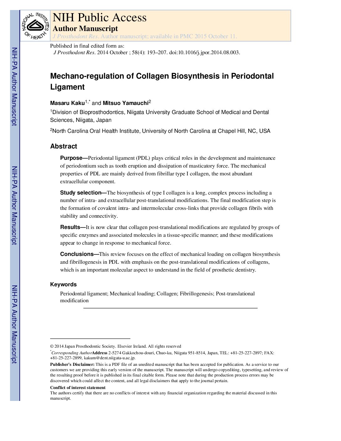 Featured image for “Mechano-regulation of Collagen Biosynthesis in Periodontal Ligament”