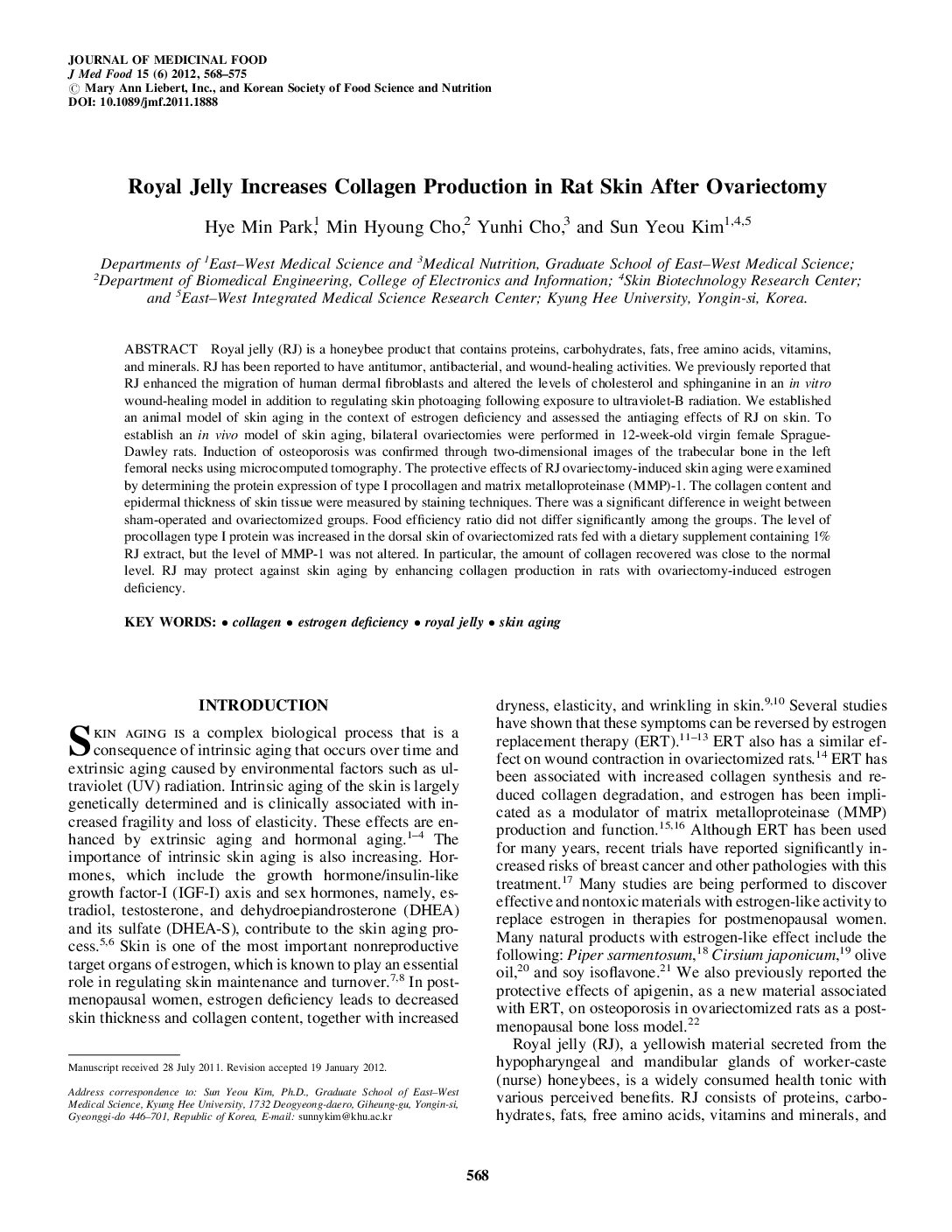Featured image for “Royal Jelly Increases Collagen Production in Rat Skin After Ovariectomy”