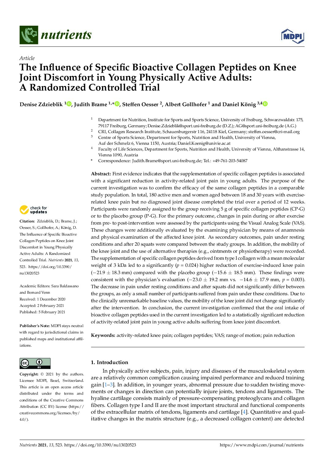 Featured image for “The Influence of Specific Bioactive Collagen Peptides on Knee Joint Discomfort in Young Physically Active Adults”