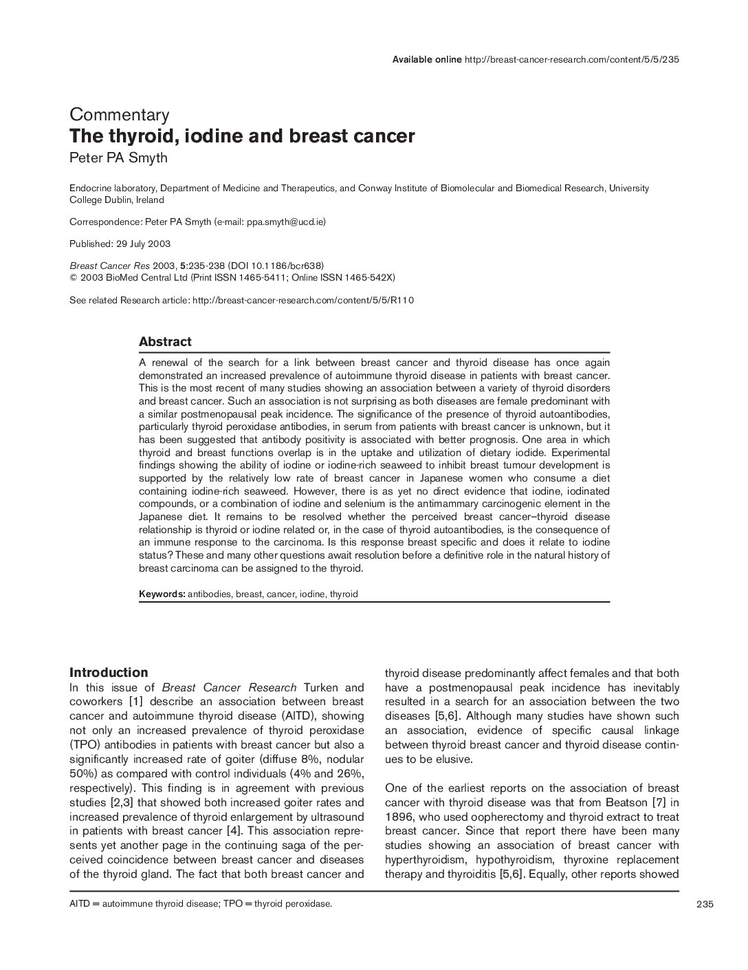 Featured image for “The thyroid, iodine and breast cancer”